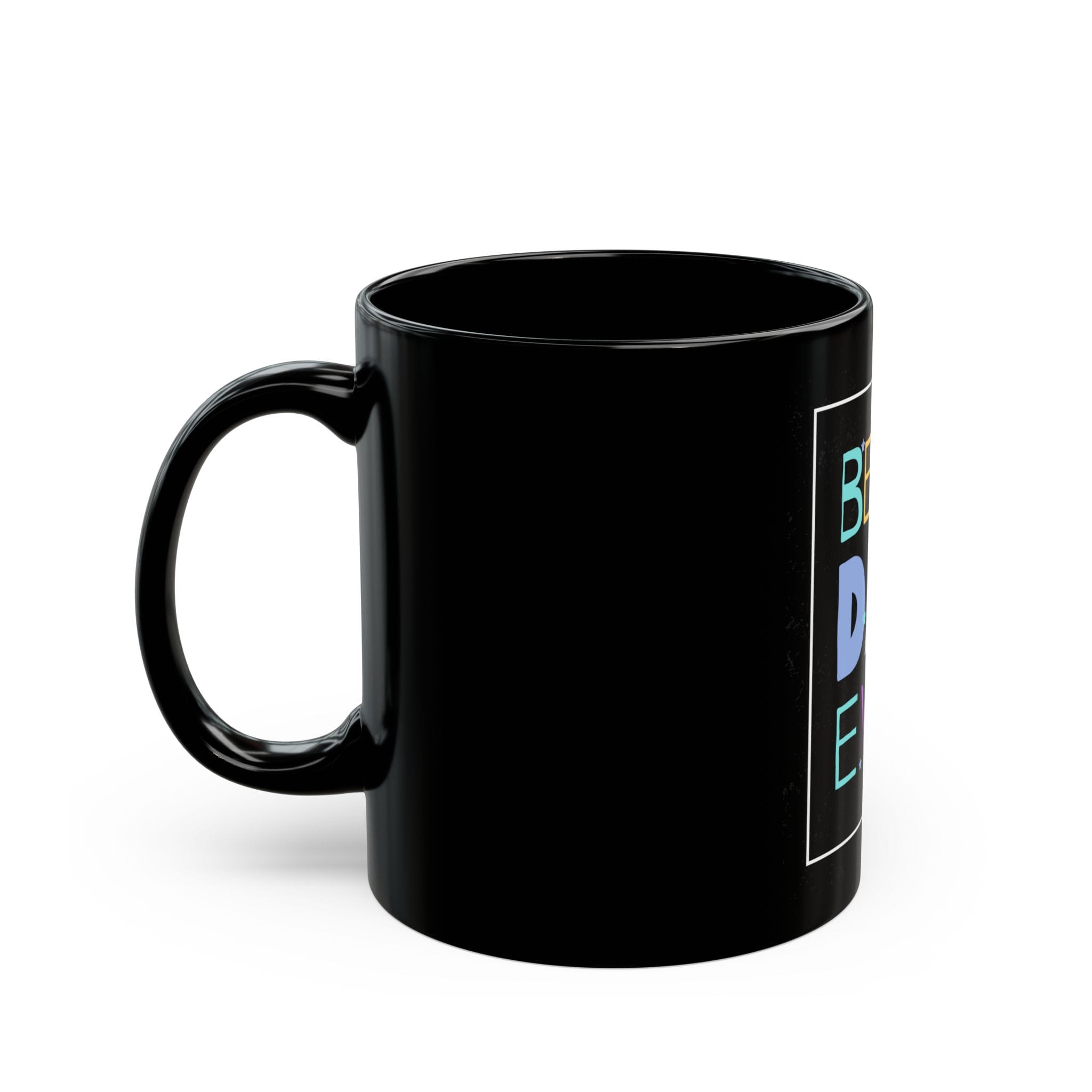 Mug, Good Vibes Black Mug for Coffee Lovers, Gifts, Home Decor, Positivity, Retro Flower Power - Image 3